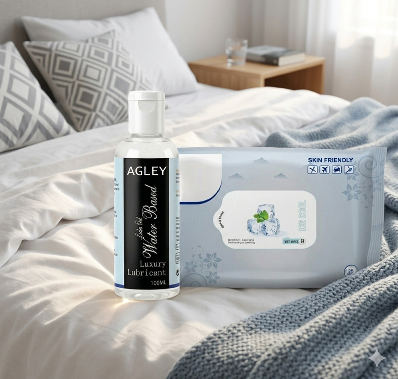 AGLEY Premium Intimate Care Combo – Hydrating Lube Gel & Soft Strawberry Wet Wipes(2 Items in the set)