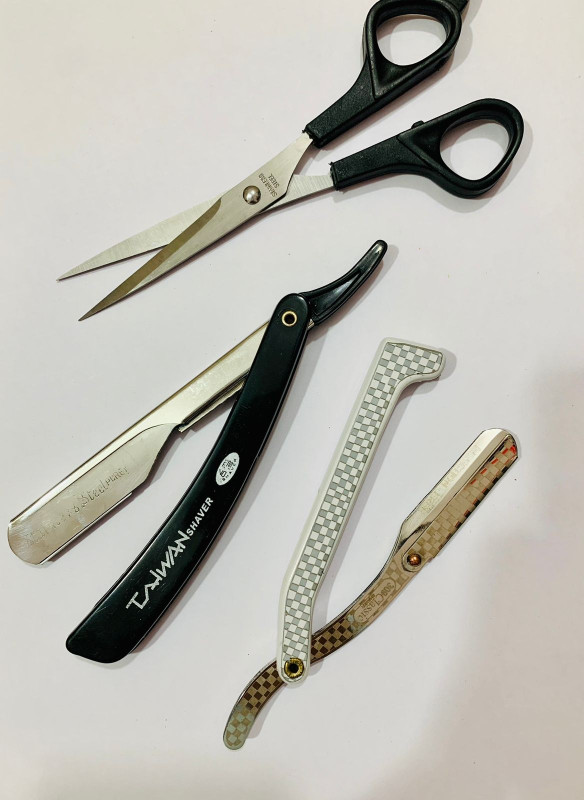 Classic International Stainless steel Cutting Scissor With 2 Profesional razor Taiwan & M309(3 Items in the set)