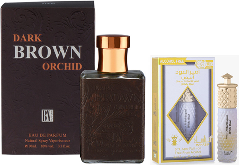 BN PARFUMS Dark Brown Orchid Perfume 100ml & White Oud Attar 6ml(2 Items in the set)
