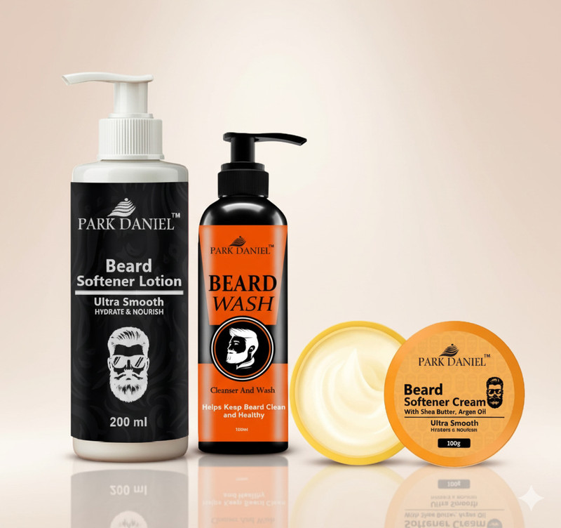 PARK DANIEL Beard Care Combo(Beard wash 100ml+Beard Softener Cream 100g+Beard Lotion 200ML)(3 Items in the set)
