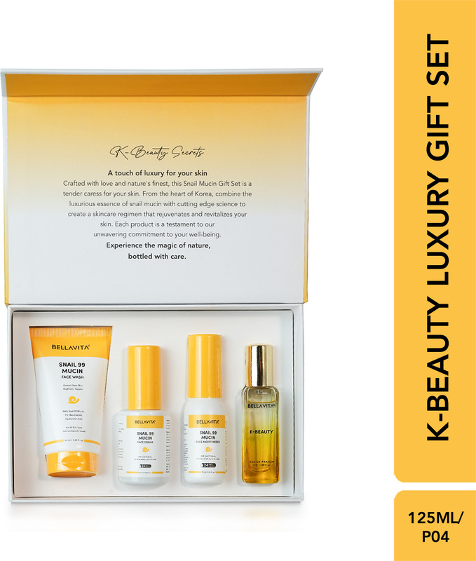 BELLAVITA Snail Mucin Luxury Gift Set| Contains Facewash, Serum, Moisturizer, Perfume|Korean Skincare|Snail 99(4 Items in the set)