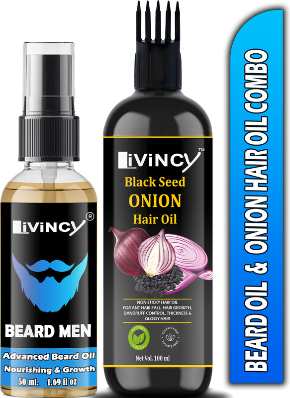 Livincy Beard oil and Onion oil Combo for Hair Growth combo pack of 2(2 Items in the set)