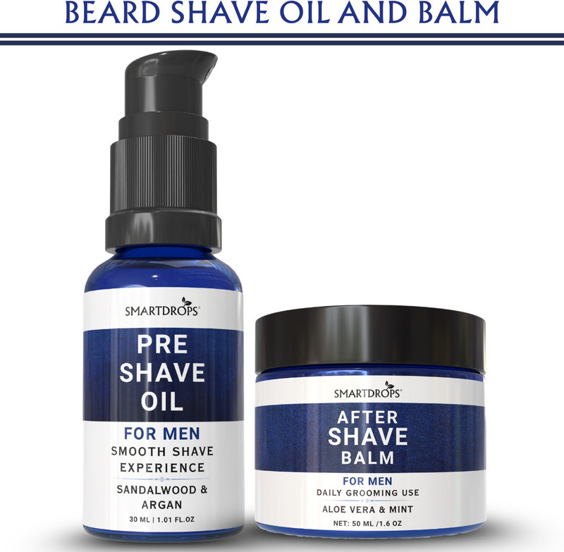 smartdrops Pre and After Shave Combo Set for Men with Argan Aloe Mint Daily Grooming(2 Items in the set)