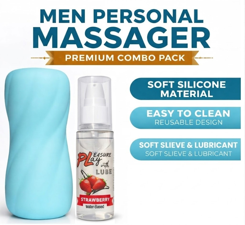 GFSU - GO FOR SOMETHING UNIQUE Strawberry Flavored Intimate Gel + Silicone Massager Soft & Skin Friendly Combo(2 Items in the set)