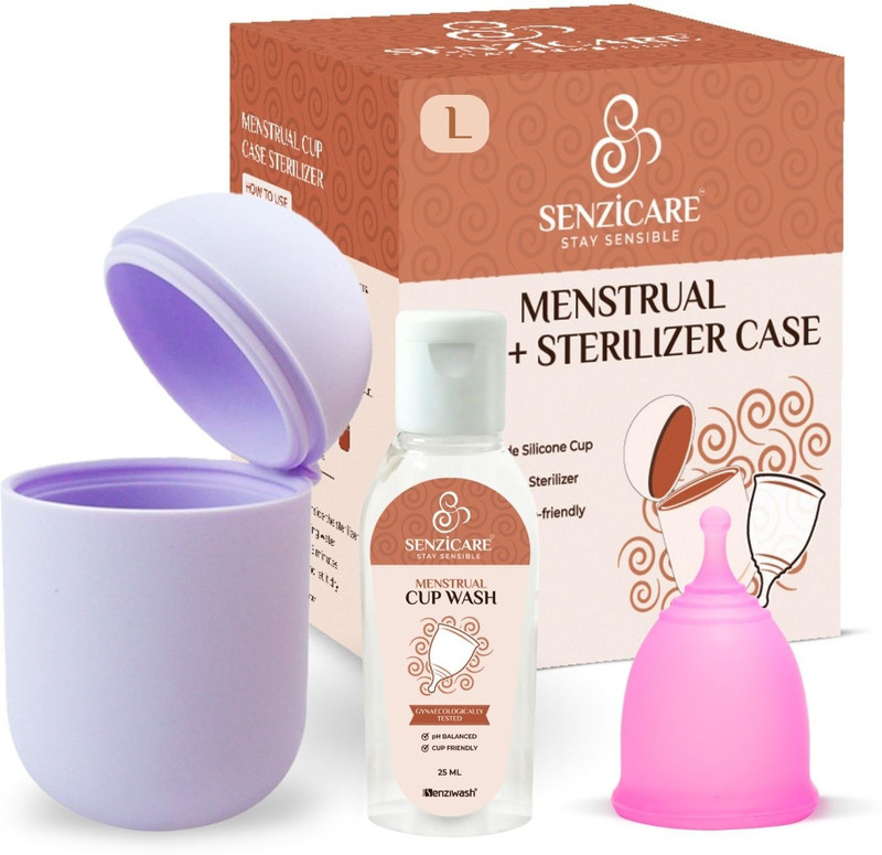 senziwash Sterilizer Case & Medium Truecup Reusable Menstrual Cup With Cupwash 25ml Combo|Portable Cleaning Container & Microwave Steamer(3 Items in the set)