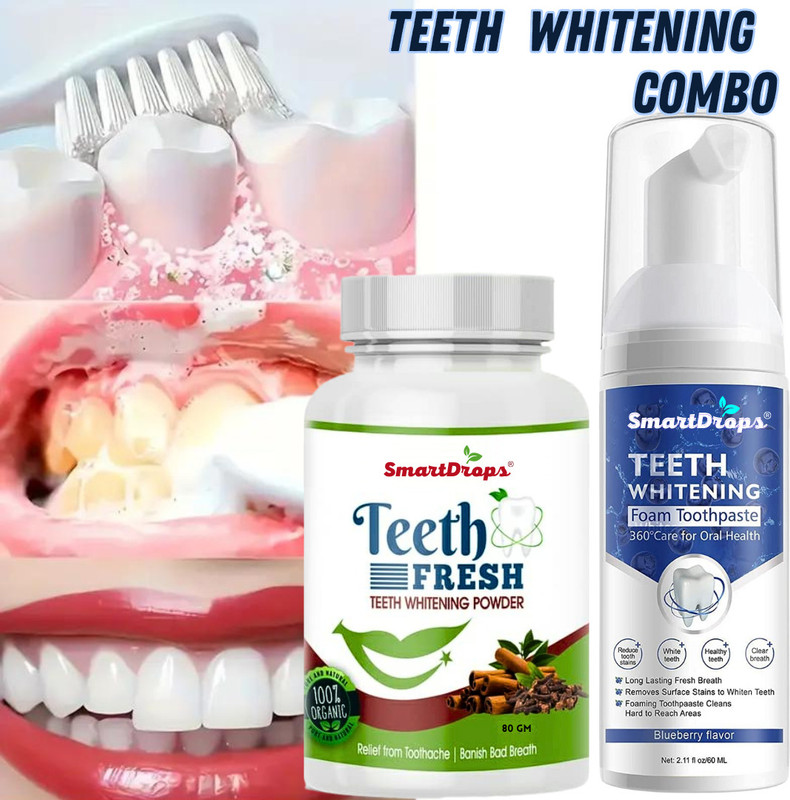 smartdrops White Toothpaste Form & Teeth Whitening Powder For Men and Women, White Teeth(1 Items in the set)