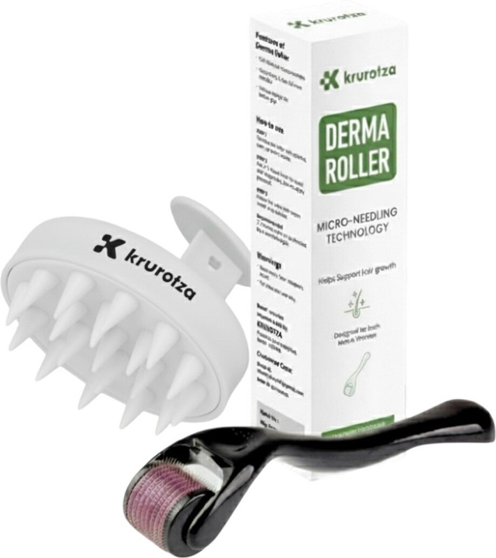 krurotza Derma Roller for Hair Growth & Beard Care with Scalp Massager Brush(2 Items in the set)