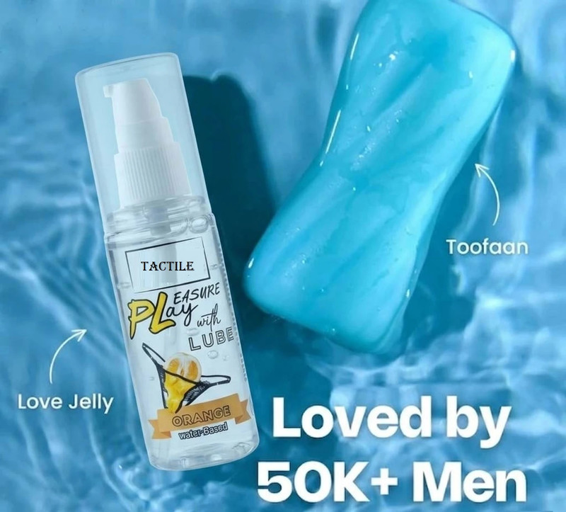 Tactile Body Massager - Men, Durable & Body Safe material ( Blue ) Water Based Lube Gel(2 Items in the set)