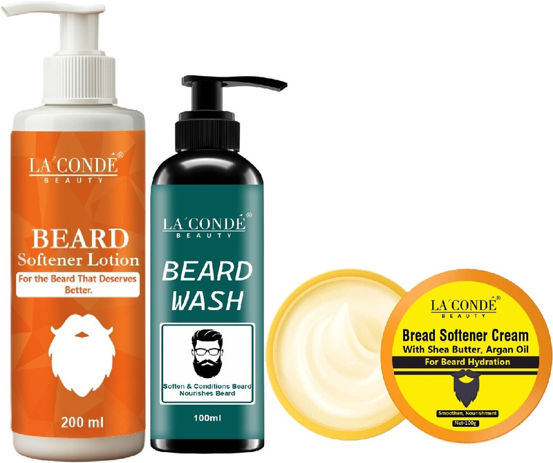La'Conde 3 in 1 Powerful Beard Care Combo Beard Wash, Beard Lotion & Beard Softener Cream(3 Items in the set)