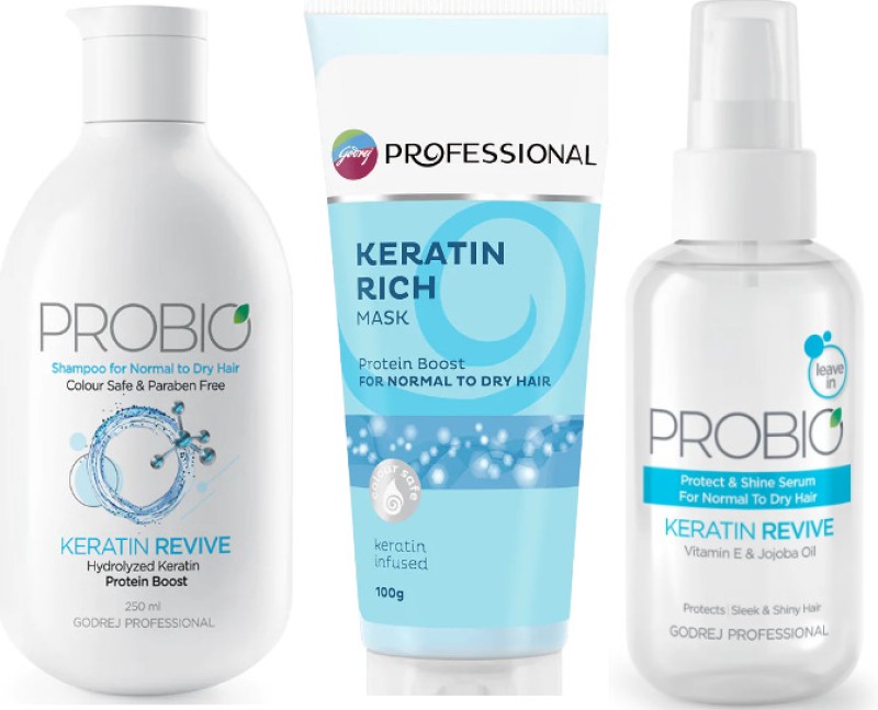 Godrej Professional Probio Keratin Revive Shampoo with Rich Mask & Revive Shine Serum  (3 Items in the set)