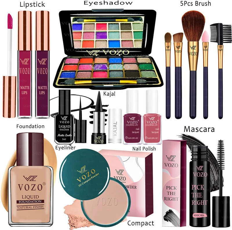 VOZO Makeup Combo Kit One-stop Beauty Package for Beginners and Professionals 205(15 Items in the set)