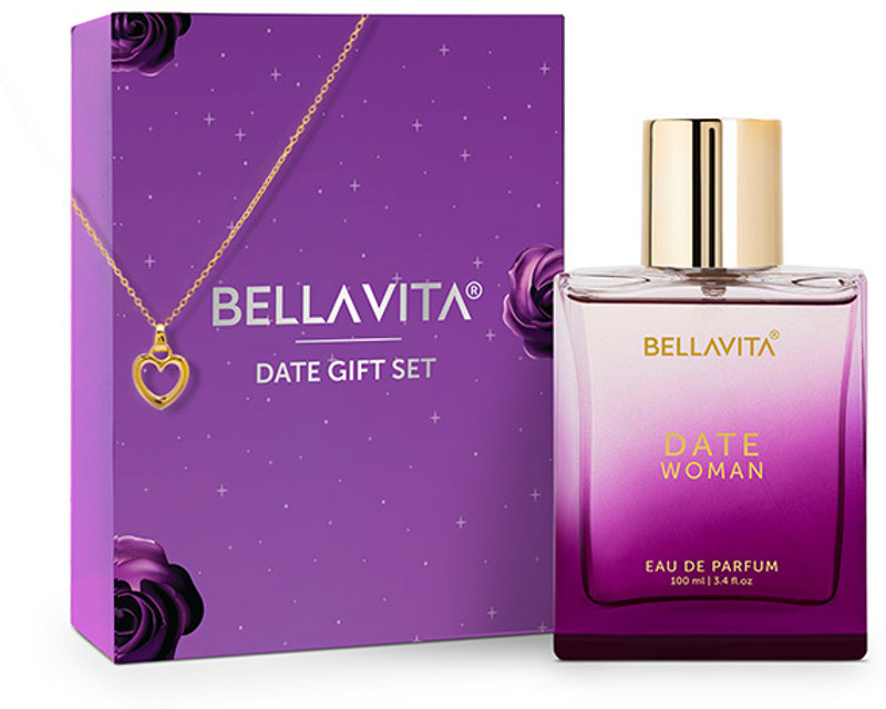 BELLAVITA Date Perfume Gift Set|Long Lasting Fragrance|Gold Plated Pendant|(2 Items in the set)