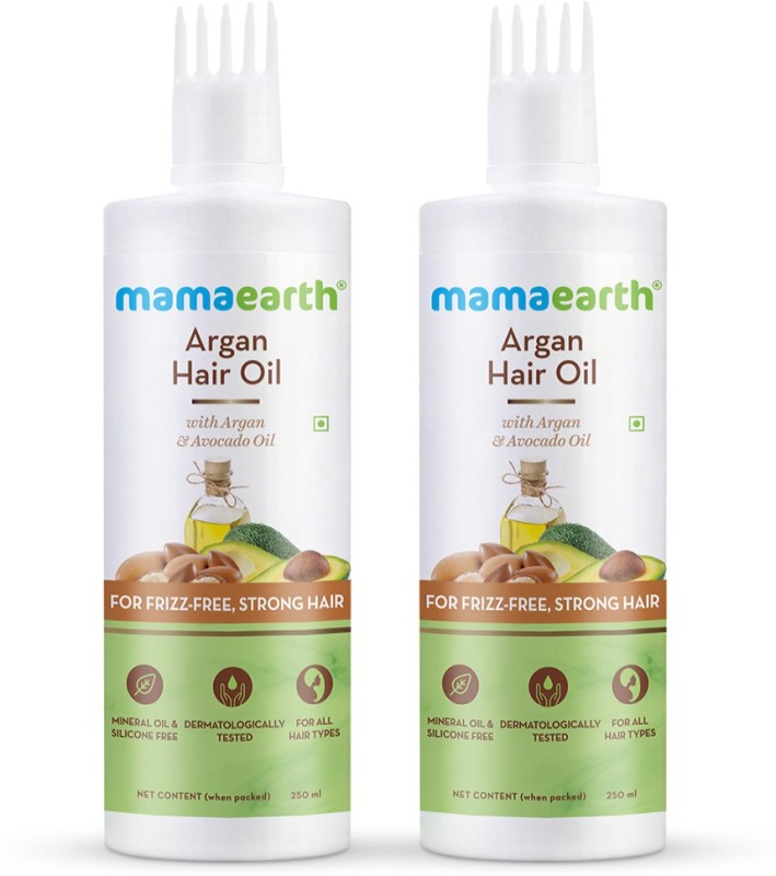 Compare MamaEarth Argan Hair Oil with Argan Oil & Avocado Oil for Frizzy  Hair (Pack of 2) Hair Oil (500 ml) Price in India - CompareNow