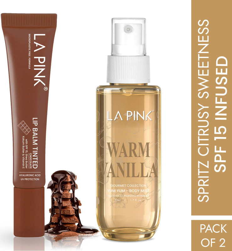 La Pink Chocolate Lip Balm with SPF15 & Warm Vanilla Body Mist Combo (10g + 50ml)(2 Items in the set)