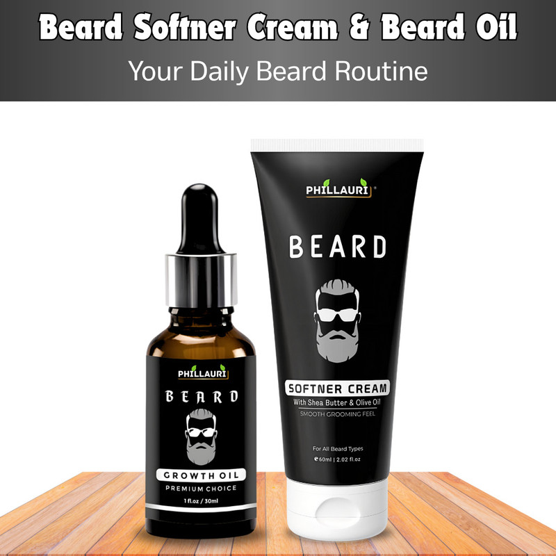 Phillauri Non-Sticky Light Beard Hair Oil Beard and Mustache Softner cream For Men(2 Items in the set)