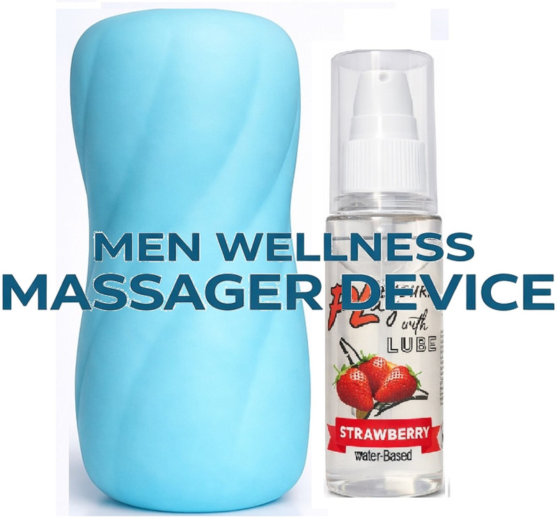 GABBU Premium Strawberry Lube & Silicone Massager Set | Long Lasting Smooth Glide | Skin Safe Intimate Combo(2 Items in the set)