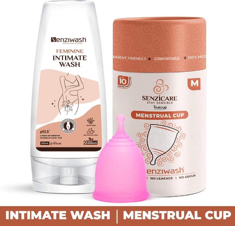 senziwash Intimate Wash For Women Hygiene With Truecup Menstrual Cup Medium Size| Intimate Wash(100 ml, Pack of 2)