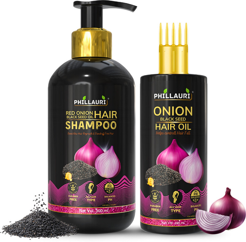Phillauri Onion Shampoo and Hair oil with Vitamin E, Natural Extracts & Herbs(2 Items in the set)