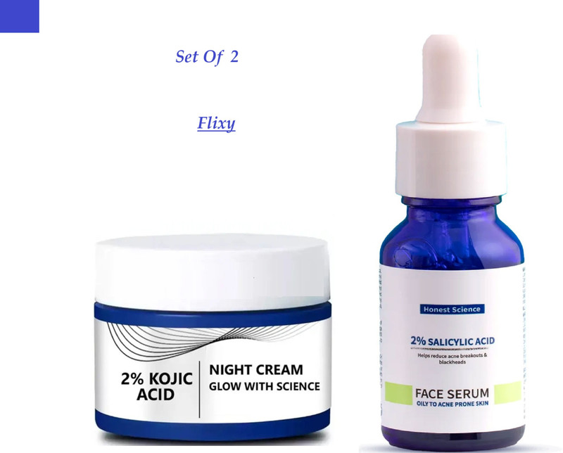 FLIXY 2% Kojic Acid Night Cream & 2% salicylic face Serum| Ideal For BOTH Men & Women(2 Items in the set)