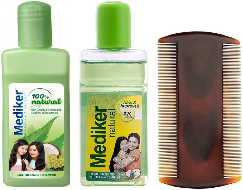 MEDIKER anti-lice treatment shampoo 50ml AND ANTI LICE OIL 50 ML AND ANTI LICE COMB 1(3 Items in the set)