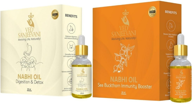 Ved Sanjeevani Busy Life Balance Duo – Digestion & Detox Nabhi Oil & Seabuckthorn Immunity Oil(2 Items in the set)