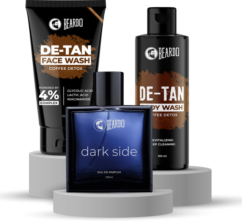 BEARDO DeTan Bodywash 100ml, DeTan Face Wash 100ml, Dark Side Perfume 100ml (Set of 3)(3 Items in the set)