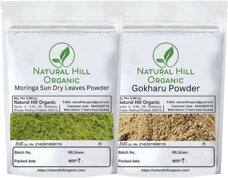 NATURAL HILL ORGANIC Health Care Combo Powder Moringa Gokhru 300G (150x2)-Pure-No Mixing(2 Items in the set)