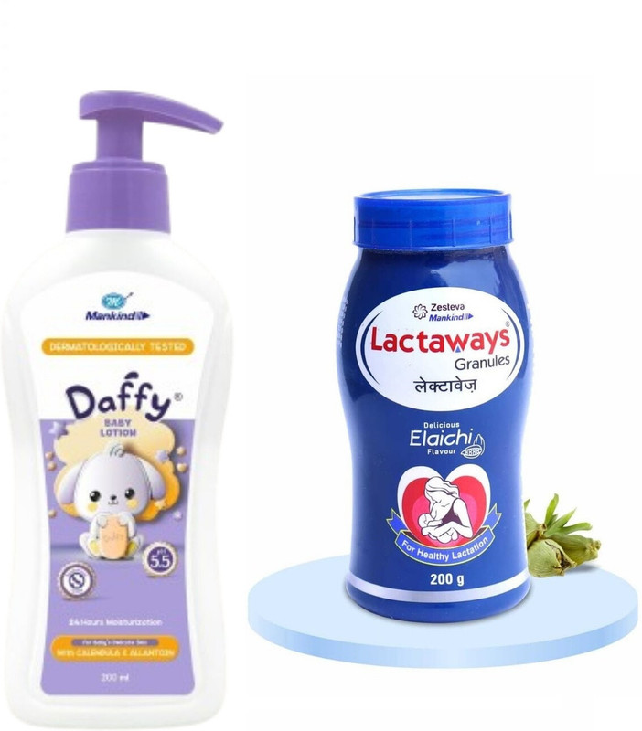 Daffy Baby shampoo 200 ml & Lactaways – Lactation supplement ,Elaichi flavor, 200gm(2 Items in the set)