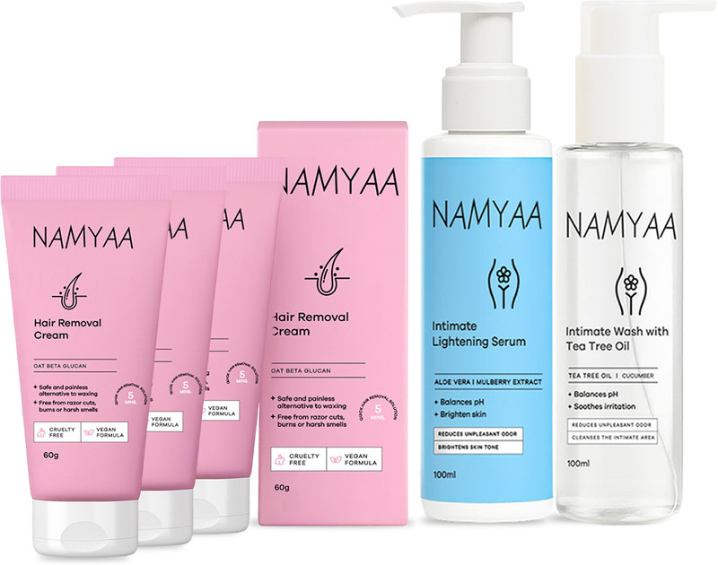 Namyaa Intimate Care Therapy Set- Intimate lightening serum| Intimate Wash With Tea Tree |Hair Removing Cream(5 Items in the set)