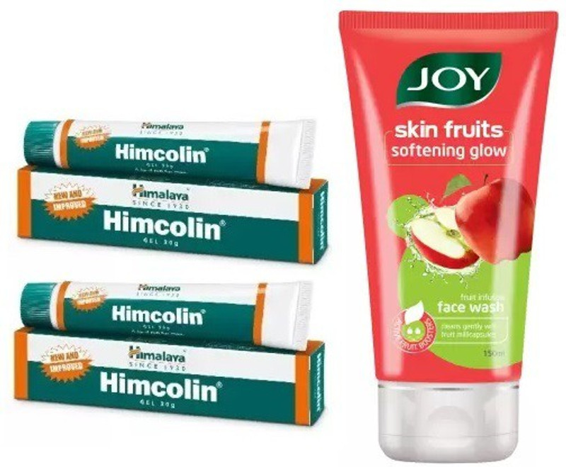 HIMALAYA Himcolin Gel ( Pack of 2 ) with Softening Glow Apple Face Wash (150 ml) (3 Items in the set)