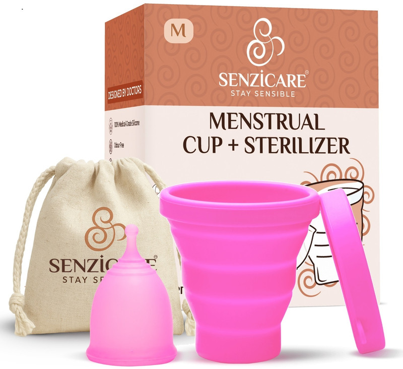 senziwash Truecup Reusable Medium Menstrual Cup & Sterilizer Cup Care Kit | Period Care Combo pack for Women(3 Items in the set)