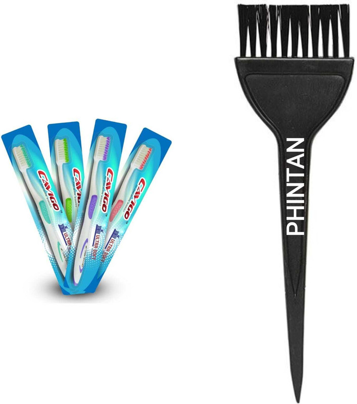PHINTAN 4 PC RCM CAVIGO TOOTHBRUSH WITH HAIR DYE BRUSH(5 Items in the set)