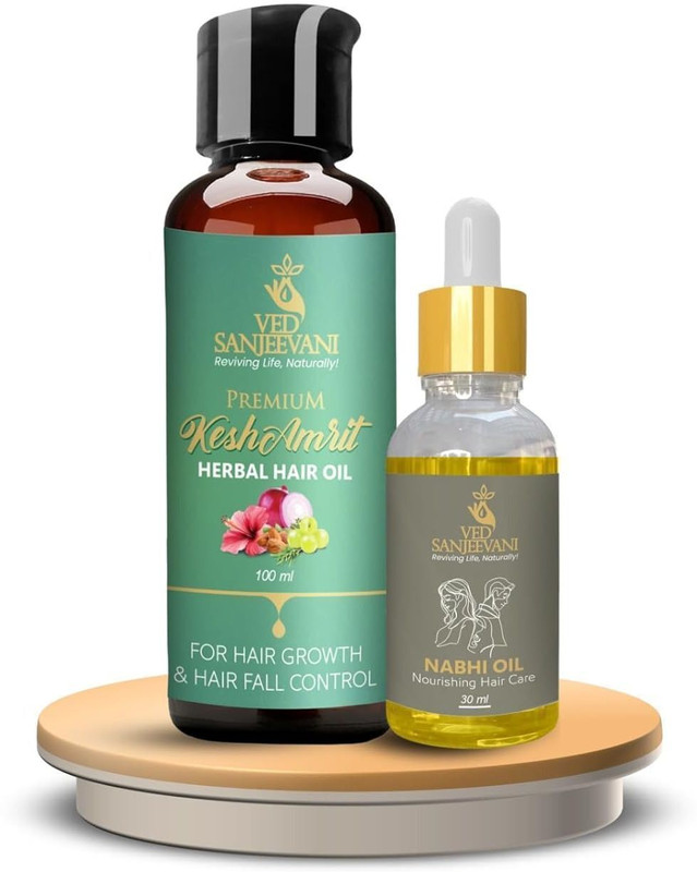 Ved Sanjeevani Complete Hair Care Combo with Kesh Amrit Hair Oil & Hair Care Nabhi Oil(2 Items in the set)