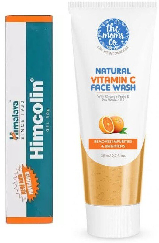 HIMALAYA Himcolin Gel ,NATURAL VITAMIN C FACE WASH (100ML) (2 Items in the set)