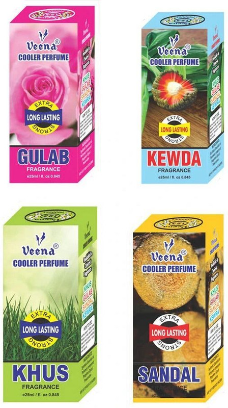 Veena Khus |Gulab |Sandal |Kewda Cooler Perfume | Long Lasting | Alcohol Free | Cooler Attar | Natural Fragrance(4 Items in the set)