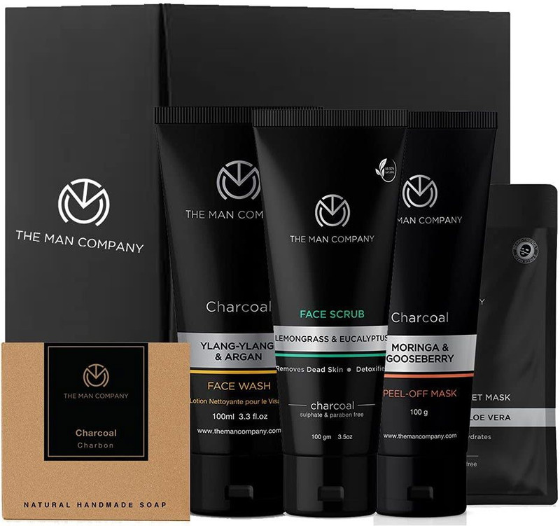 THE MAN COMPANY De Tan Charcoal Facial Kit For Deep Cleansing, Blackhead Removal – Best For Oily Skin (5 Items in the set)