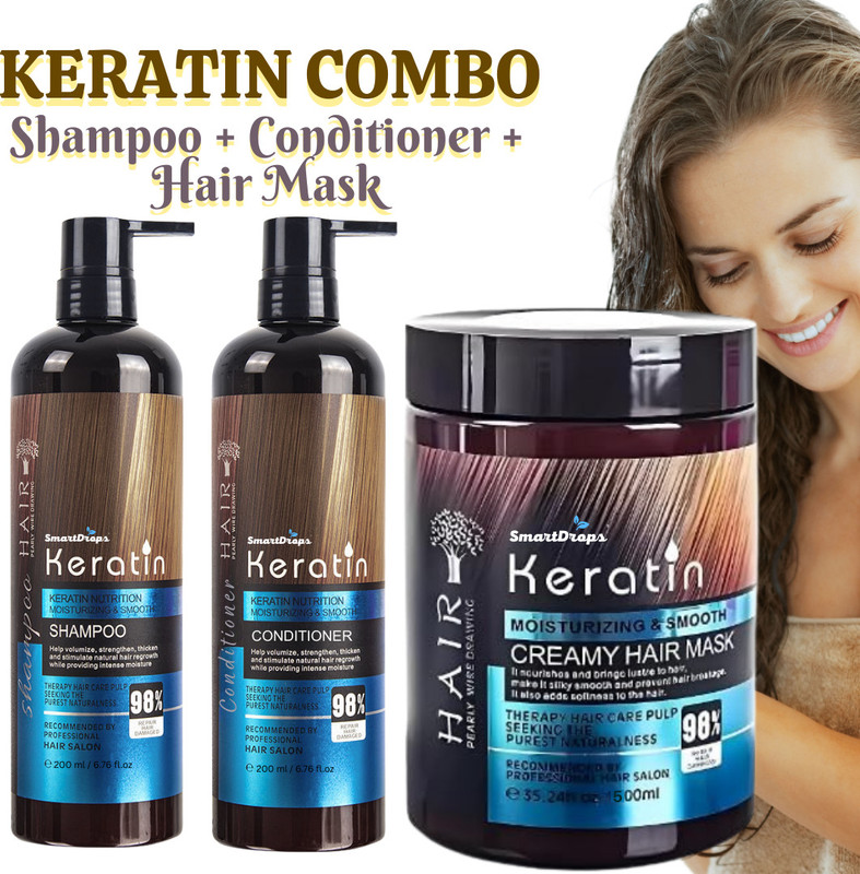 smartdrops Hair Nourishment Combo Keratin Shampoo and Mask for Routine(3 Items in the set)