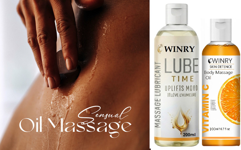 winry Body Massage Oil Vitamin C with Massage Lubricant for Smooth Relaxing Therapy(2 Items in the set)