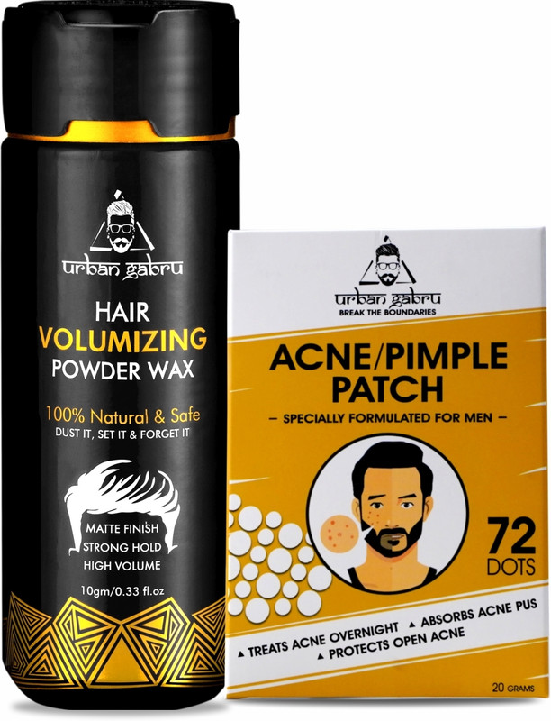 urbangabru Hair Volumizing Powder 10 GM & Acne Pimple Patch 72 Dots - Men's Grooming Combo(2 Items in the set)
