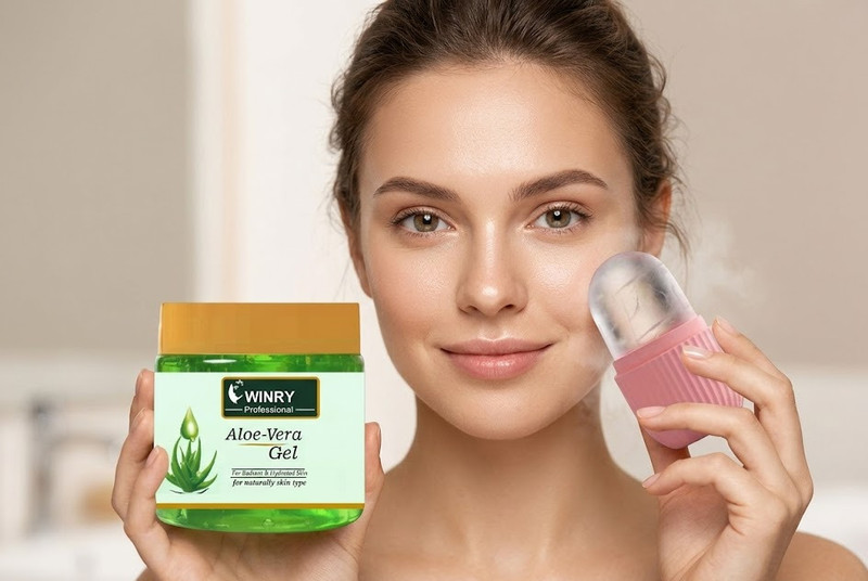 winry Aloe Vera Gel for Sunburn Relief & Skin Repair with Ice Roller Therapy(2 Items in the set)
