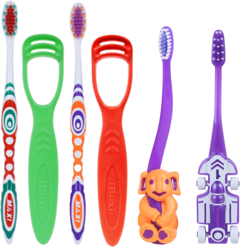 Maxi Family Oral Care Combo of 6-1 Zoom Car Junior Toothbrush(6 Items in the set)