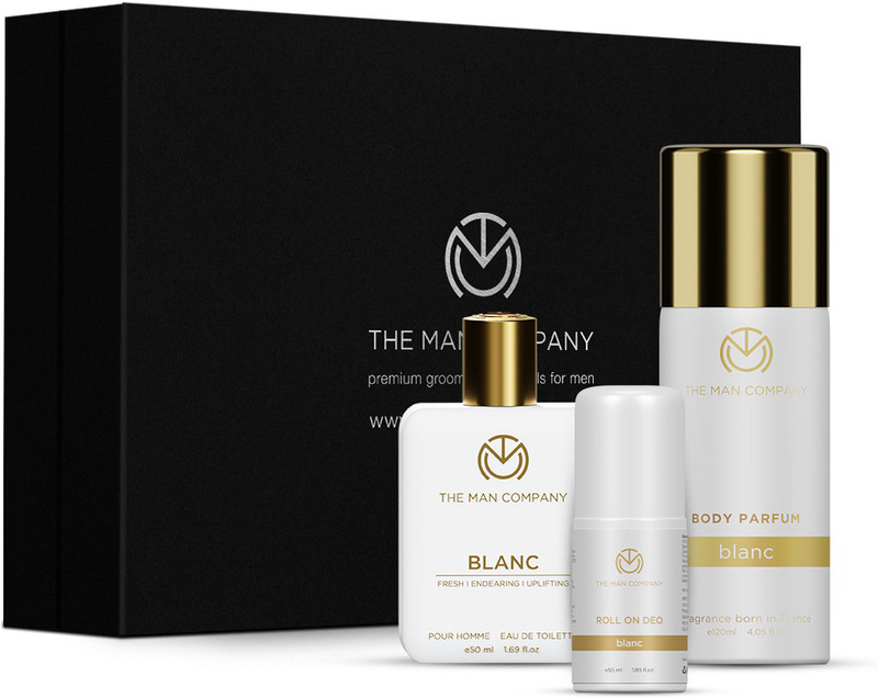 THE MAN COMPANY Perfume Set of Blanc EDT 50 ml, Roll-On Deo 55 ml & Body Spray for Men(3 Items in the set)