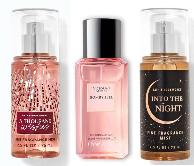 BATH & BODY WORKS A THOUSAND WISHES & INTO THE NIGHT BODY MIST COMBO(2 Items in the set)