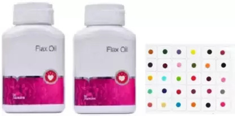 BIRONZA Vestig Flax Oil Capsules 2pack with bindi (set of 3) flax oil(3 Items in the set)