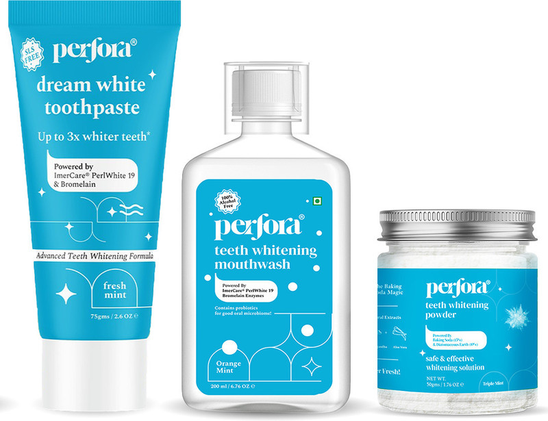 Perfora Complete Oral Care Teeth Whitening Kit | Enamel Safe & Effective Teeth Whitening(3 Items in the set)