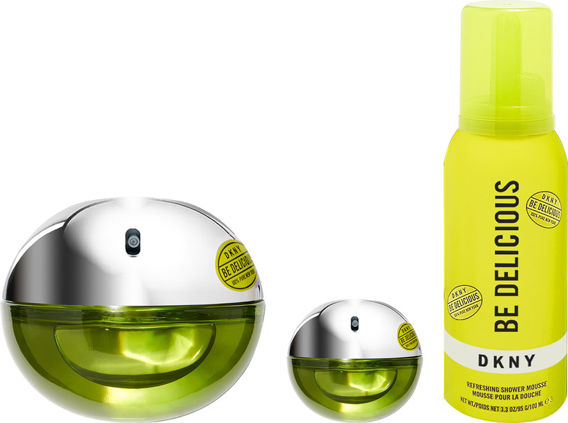 DKNY Be Delicious Set (Eau de Parfum 100ml + 7ml + Shower Mousse 100ml)(3 Items in the set)