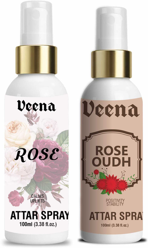 Veena Combo Attar Spray, for Home Temple Perfume and Attar for temple and Personal use (Attar Phool & Kesar Chandan 100 ml)(2 Items in the set)