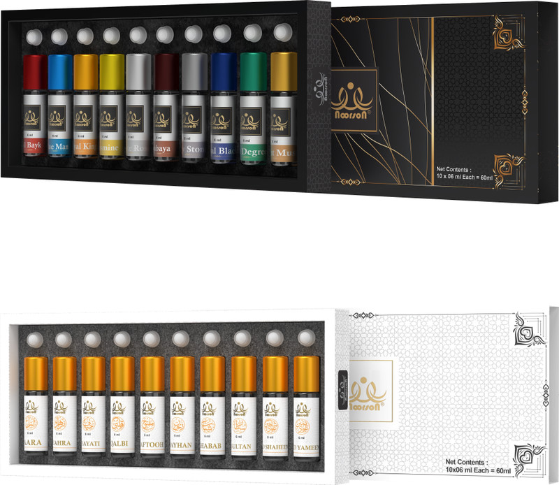Noorson Ibadat & Classic Attar Perfume Gift Set – Alcohol-Free, Long-Lasting Fragrance(10 Items in the set)