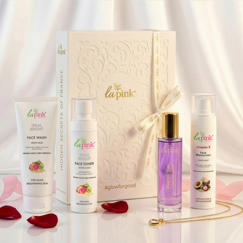 La Pink Luxury Valentine Glow Skin & Perfume Gift Set for Gifting & Beauty Routine(4 Items in the set)