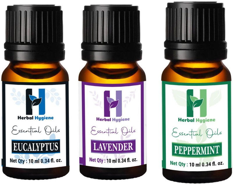 Herbal Hygiene Essential oils for headache (Eucalyptus, Lavender, Peppermint)100% Natural, Undiluted, Pure(3 Items in the set)